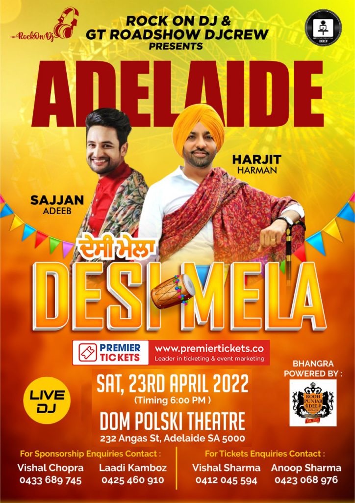 Desi Mela 2022 – Harjit Harman and Sajjan Adeeb – Live in Concert Adelaide