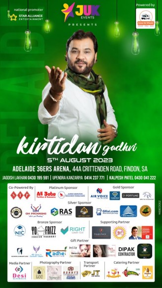 Kirtidan Gadhvi Garba Night 2023 – Adelaide