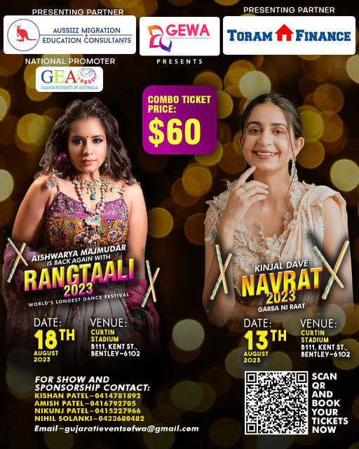 Rangtaali 2023 – Aishwarya Majmudar & Navrat 2023 with Kinjal Dave – Early Bird Combo