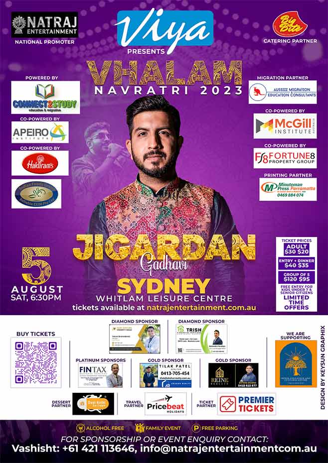 Vhalam Navratri 2023 – Jigardan Gadhavi in Sydney