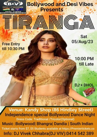 TIRANGA 2023 – Independence Special Bollywood Dance Night