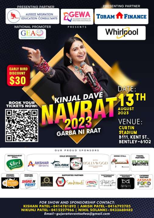 Garba Ni Raat 2023 with Kinjal Dave in Perth