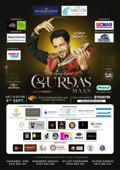 Gurdas Maan Live In Perth  2023 - Akhiyan Udeekdian Tour