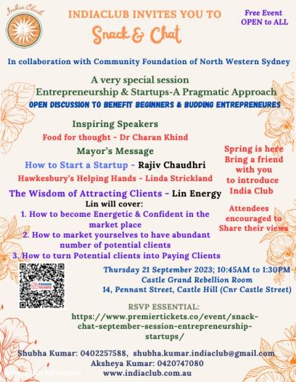 Snack & Chat September Session – Entrepreneurship & Startups