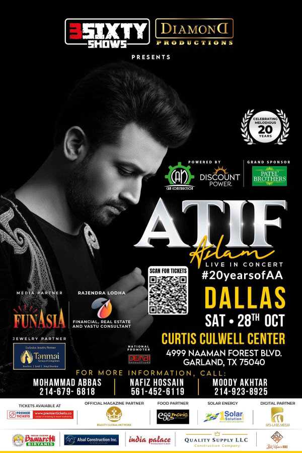 Atif Aslam Live In Concert Dallas Premier Tickets