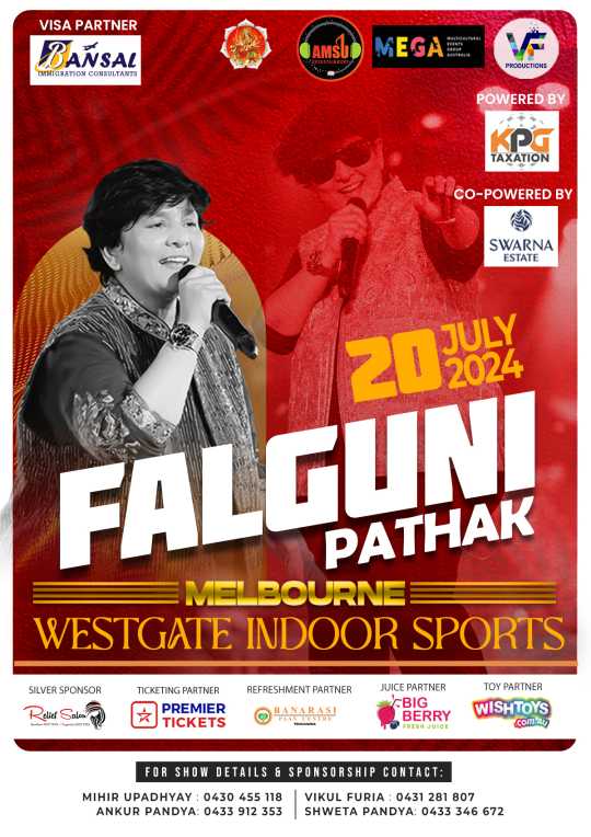 Garba 2024 with Dandiya Queen Falguni Pathak in Melbourne Premier Tickets