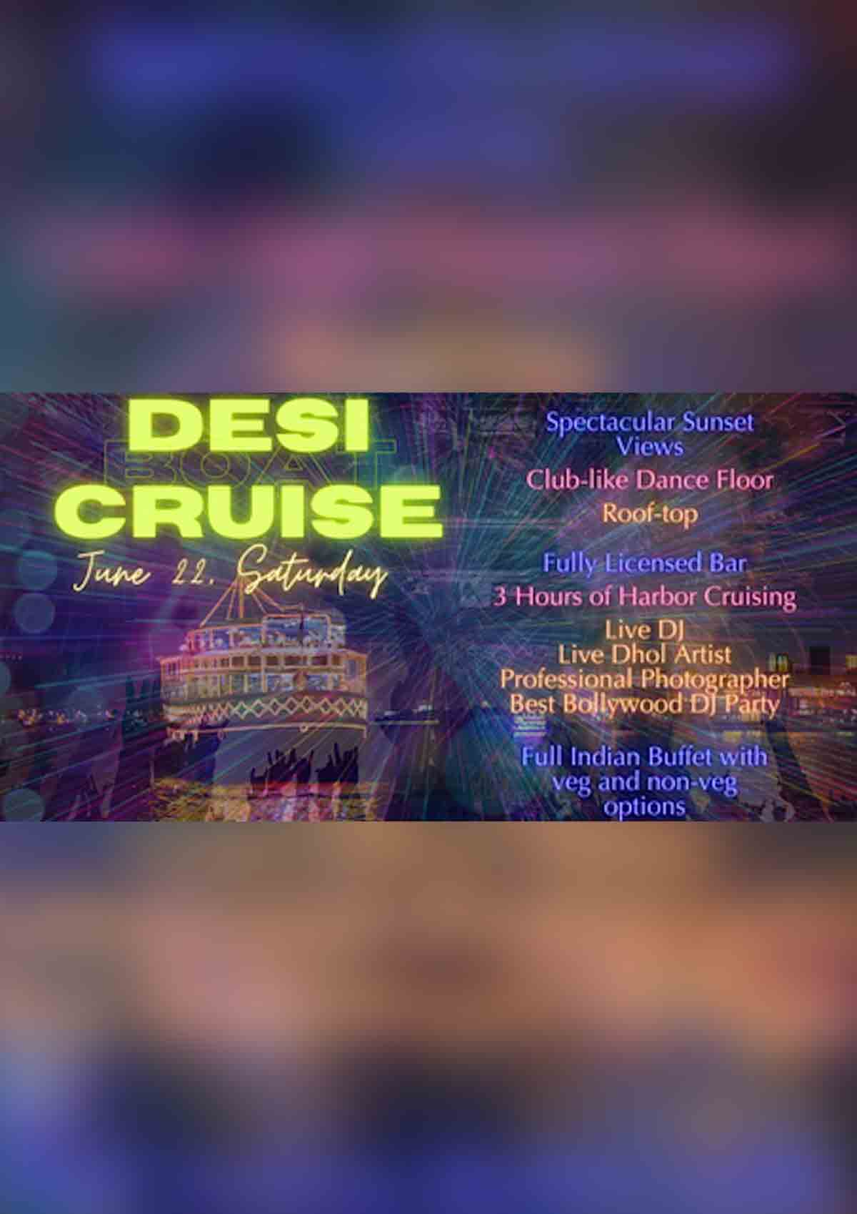 Sunset Cruise -Bollywood Night - DJ, Dhol and Dinner