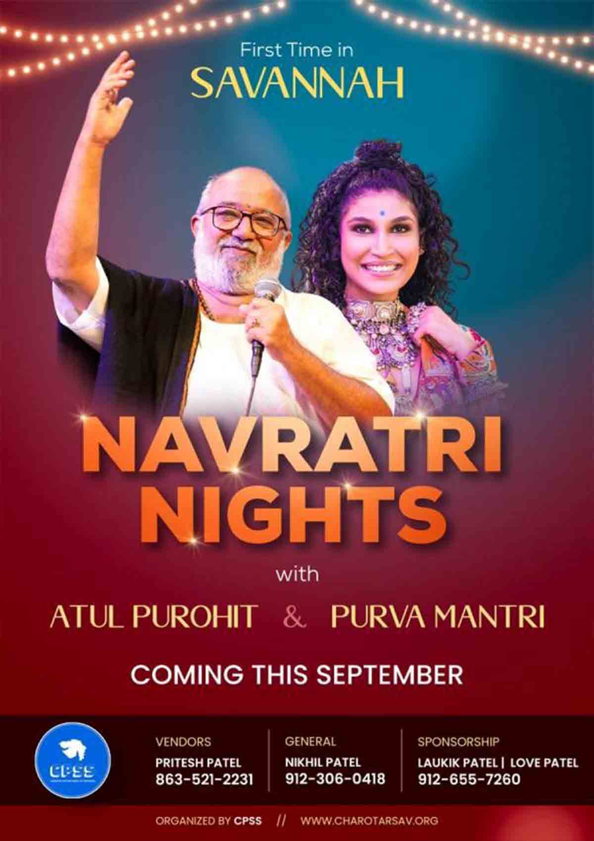 NAVRATRI NIGHTS WITH ATULPUROHIT AND PURVA MANTRI IN SAVANNAH