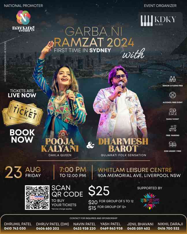 Garba ni Ramzat with Pooja Kalyani & Dharmesh Barot 2024 - Sydney