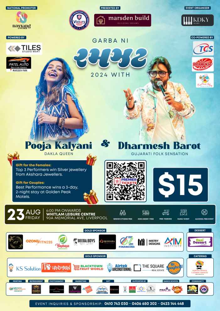 Garba ni Ramzat with Pooja Kalyani & Dharmesh Barot 2024 – Sydney