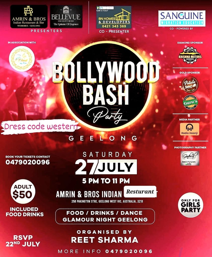 Bollywood Bash Dj Party In Geelong 2024
