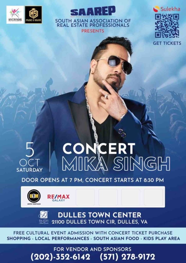 SAAREP Presents Mika Singh Live in Concert Virginia 2024