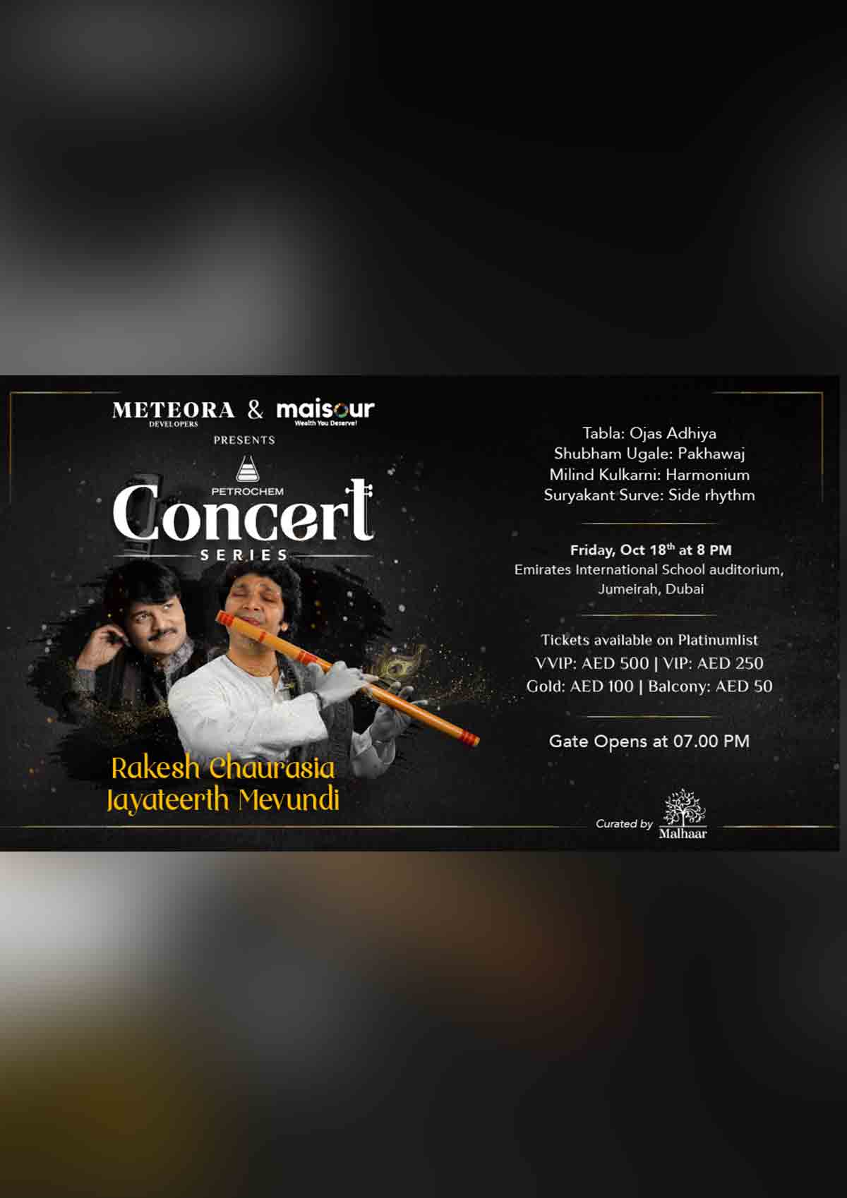 Concert Series Featuring Rakesh Chaurasia and Jayateerth Mevundi in Dubai 2024