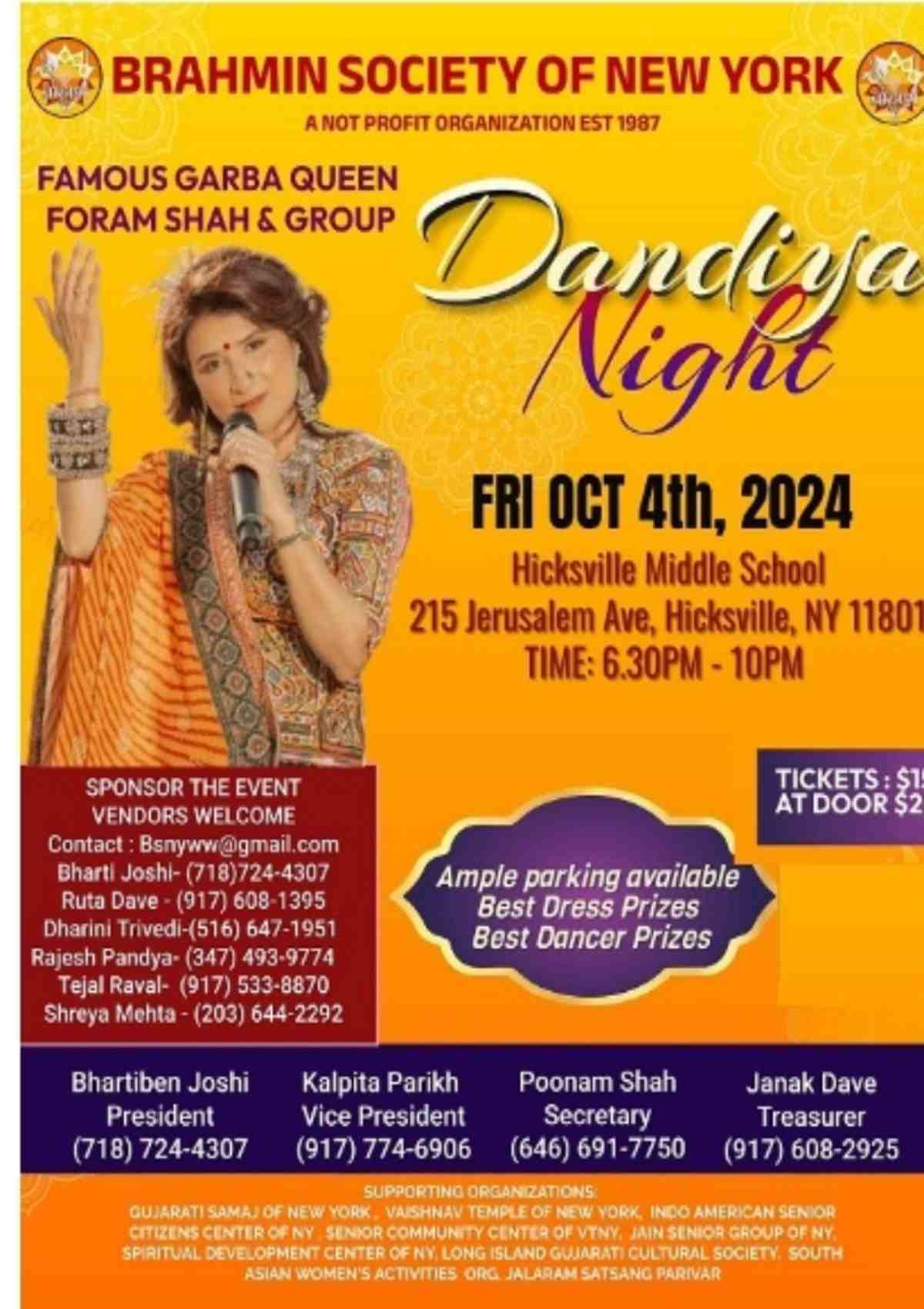 Brahmin Society of New York Celebrate Navaratri Dandiya Night with Garba Queen Foram Shah